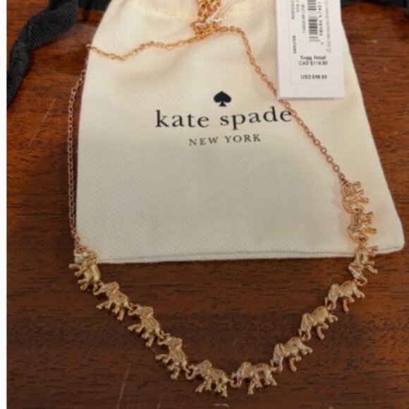 Kate Spade Rose Elephant Lucky Rose Gold Necklace NWT - Picture 1 of 4